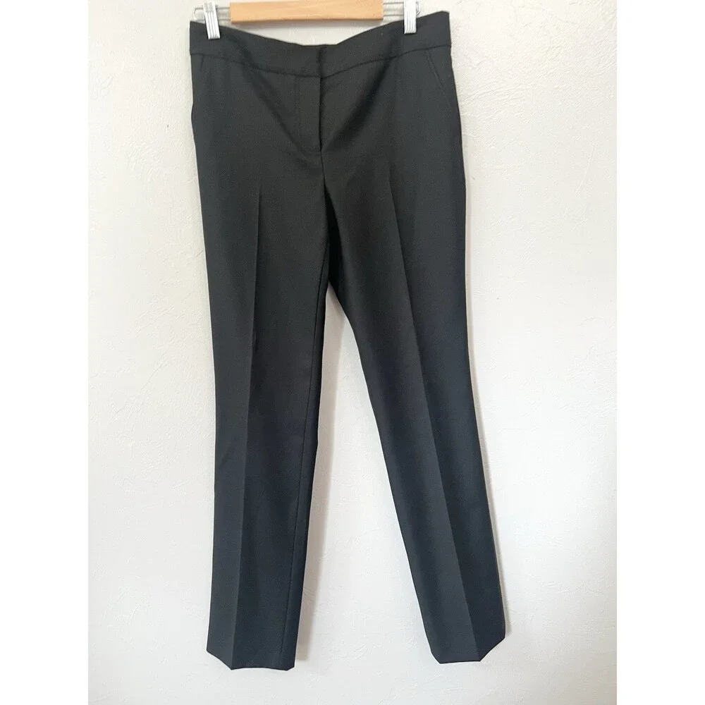 Tory Burch Women's Size 8 Black Wool Blend Straight Leg Dress Pants 34